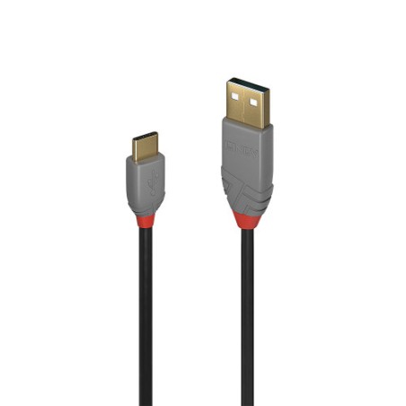 36639-Lindy 36886 cable USB USB 2.0 1 m USB A USB C Negro, Gris