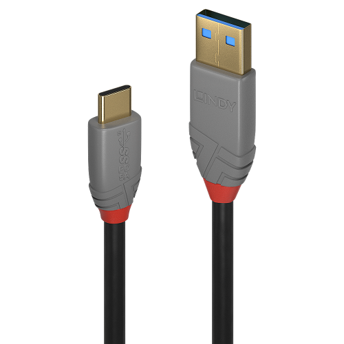 36667-Lindy 36910 cable USB 0,5 m USB C USB A Negro, Gris