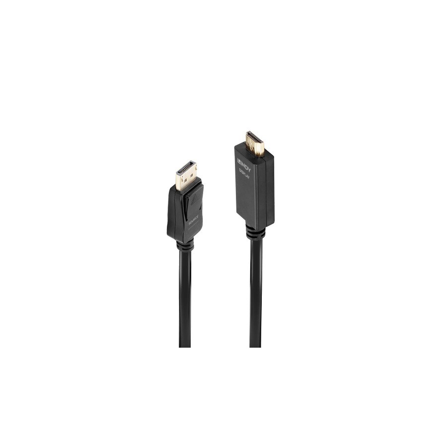 36693-Lindy 36924 adaptador de cable de video 5 m DisplayPort HDMI tipo A (Estandar) Negro