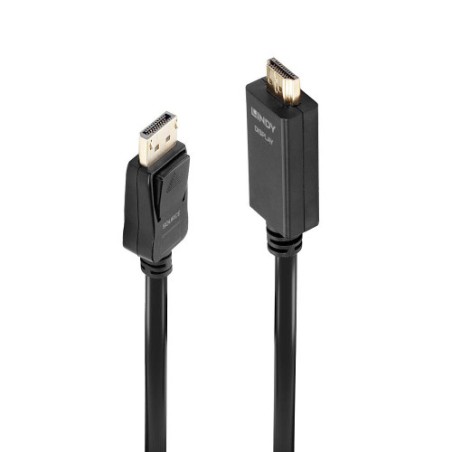 36693-Lindy 36924 adaptador de cable de video 5 m DisplayPort HDMI tipo A (Estandar) Negro