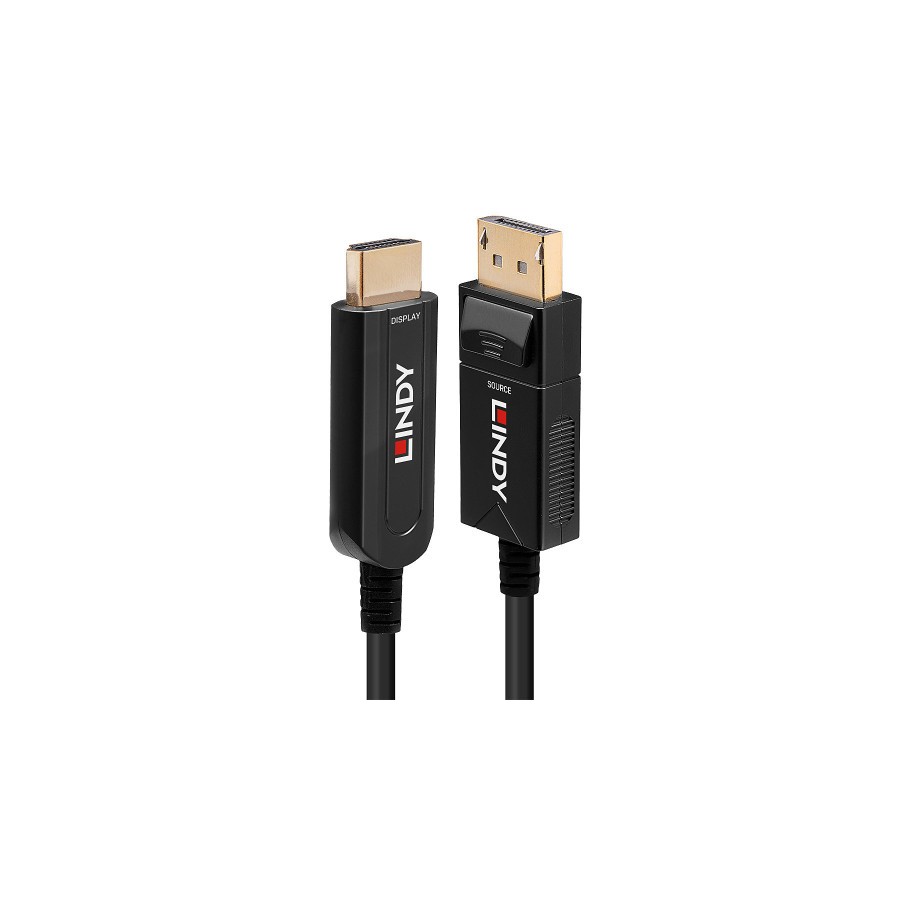 36841-Lindy 38492 adaptador de cable de video 30 m DisplayPort HDMI tipo A (Estandar) Negro