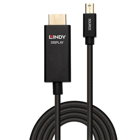 36891-Lindy 40921 adaptador de cable de video 1 m Mini DisplayPort HDMI Negro
