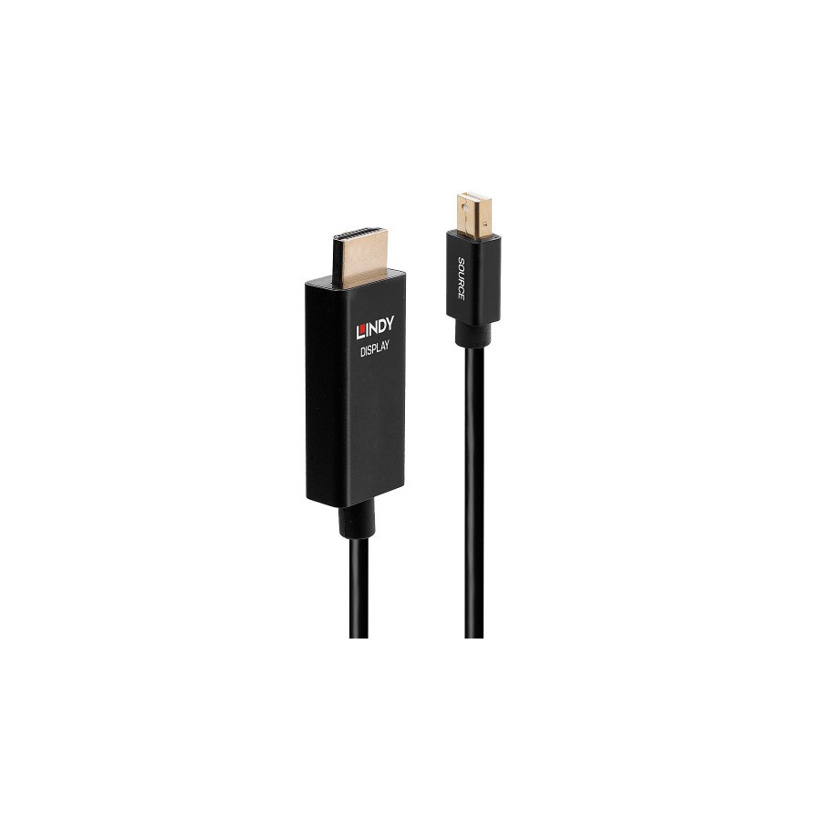 36894-Lindy 40923 adaptador de cable de video 3 m Mini DisplayPort HDMI tipo A (Estandar) Negro