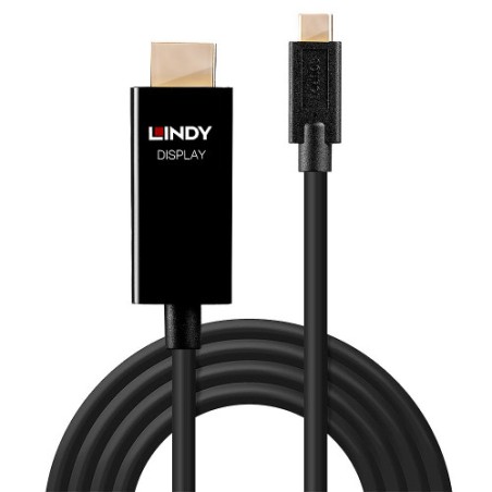 37018-Lindy 43292 adaptador de cable de video 2 m USB Tipo C HDMI tipo A (Estandar) Negro