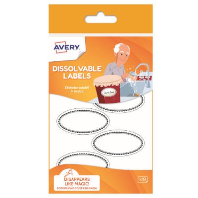 PAQUETE 18 ETIQUETAS DISOLUBLES EN AGUA 55X92MM AVERY SOLUB18 UK