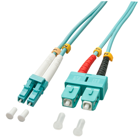 37179-Lindy 5.0m OM3 LC - SC Duplex Cable de fibra optica e InfiniBand 5 m Turquesa