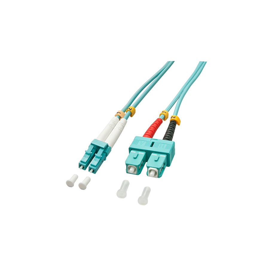 37182-Lindy 20m OM3 LC - SC Duplex Cable de fibra optica e InfiniBand Turquesa