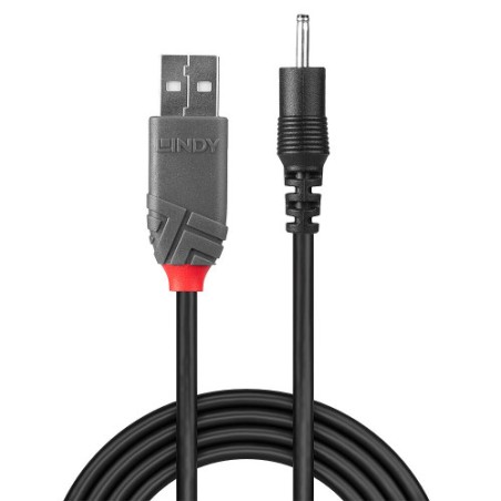 38314-Lindy 70265 cable de transmision Negro 1,5 m USB A EIAJ-01 (2.5 mm, 0.7 mm)