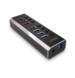 38501-Lindy 43371 hub de interfaz USB 3.2 Gen 1 (3.1 Gen 1) Type-B 5000 Mbit/s Negro