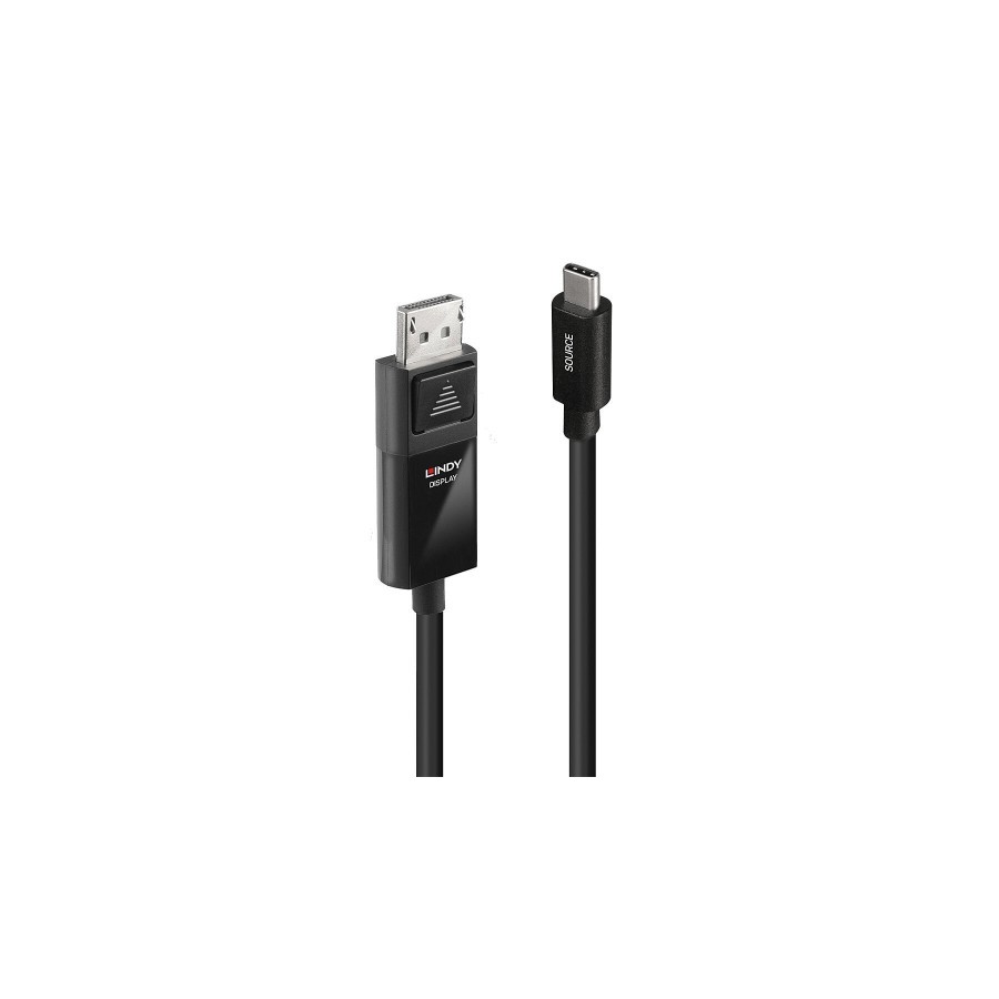 38535-Lindy 43341 adaptador de cable de video 1 m USB Tipo C DisplayPort Negro