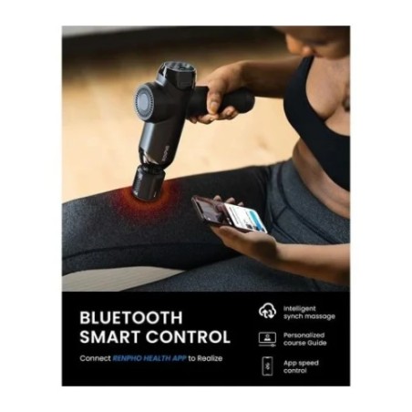 38701-RENPHO POWER+ - MASSAGE GUN - 6 MASSAGE HEADS & 6 SPEEDS - BLE - 12MM AMPLITUDE - BLACK, CONNECTED TO THE APP (INS