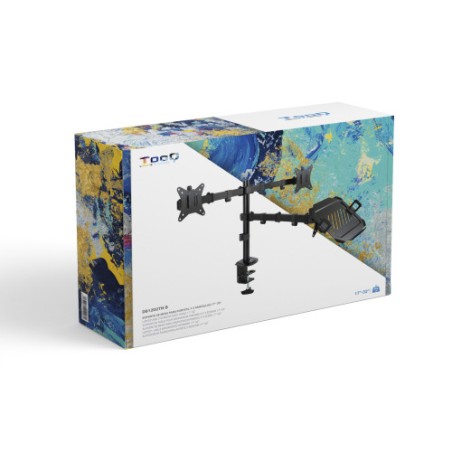 39095-TooQ Soporte de Mesa para 2 Pantallas 17"-32" y Portatil, Negro