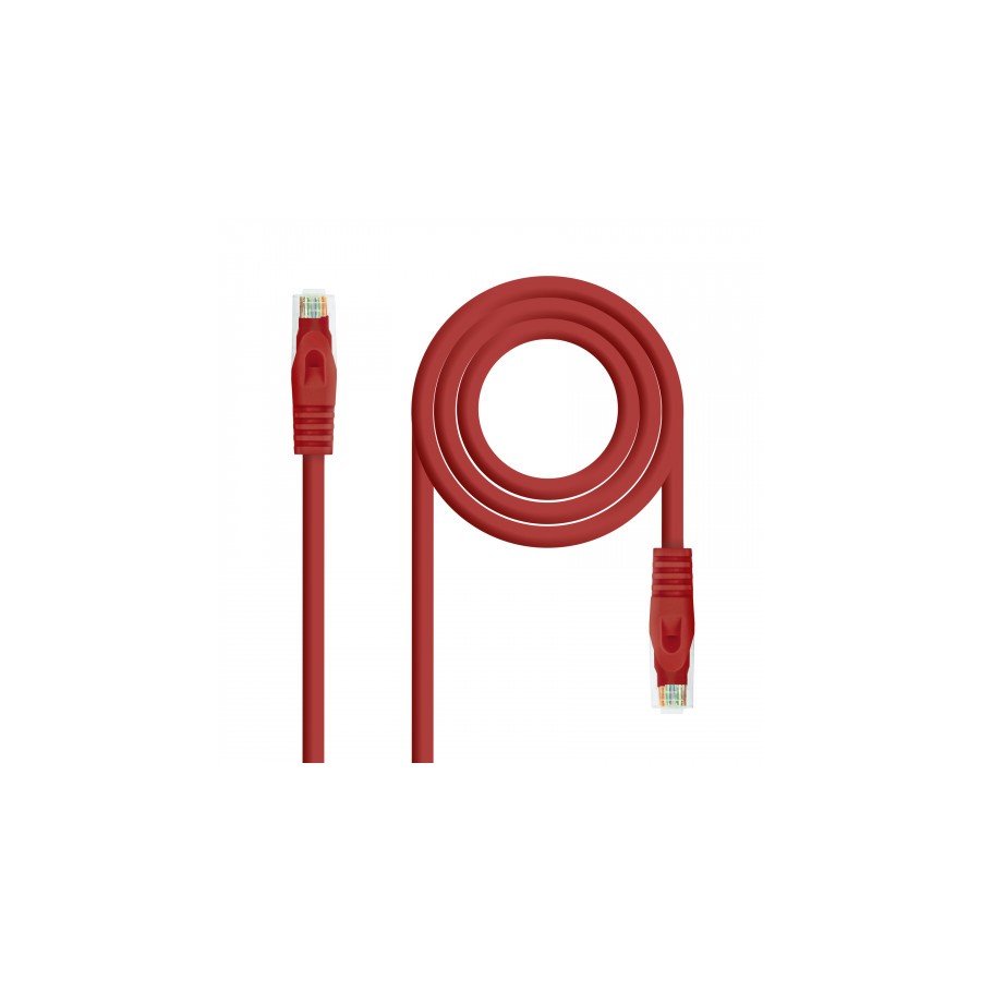 39183-Nanocable Cable de red latiguillo RJ45 LSZH Cat.6A UTP AWG24, Rojo, 1.0m