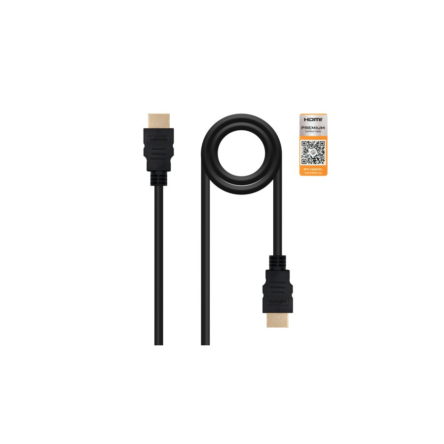 39257-Nanocable HDMI V2.0, 0.5m cable HDMI 0,5 m HDMI tipo A (Estandar) Negro