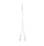 39320-Nanocable Cable Adaptador Audio Jack 3.5/H de 4 Pines a 2 Jack 3.5/M de 3 Pines, Blanco, 20 Cm