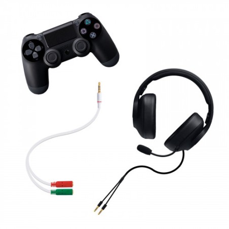 39322-Nanocable Cable adaptador Audio Jack 3.5/M 4pines - 2xJack 3.5/H 3pines, blanco, 20 cm