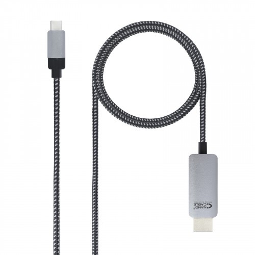 39325-Nanocable 10.15.5103 adaptador de cable de video 3 m USB Tipo C HDMI Aluminio, Negro