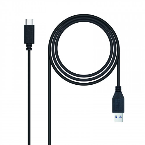 39331-Nanocable 3.1 Gen2 10Gbps 3A, tipo USB-C/M-A/M, negro, 0.5 m