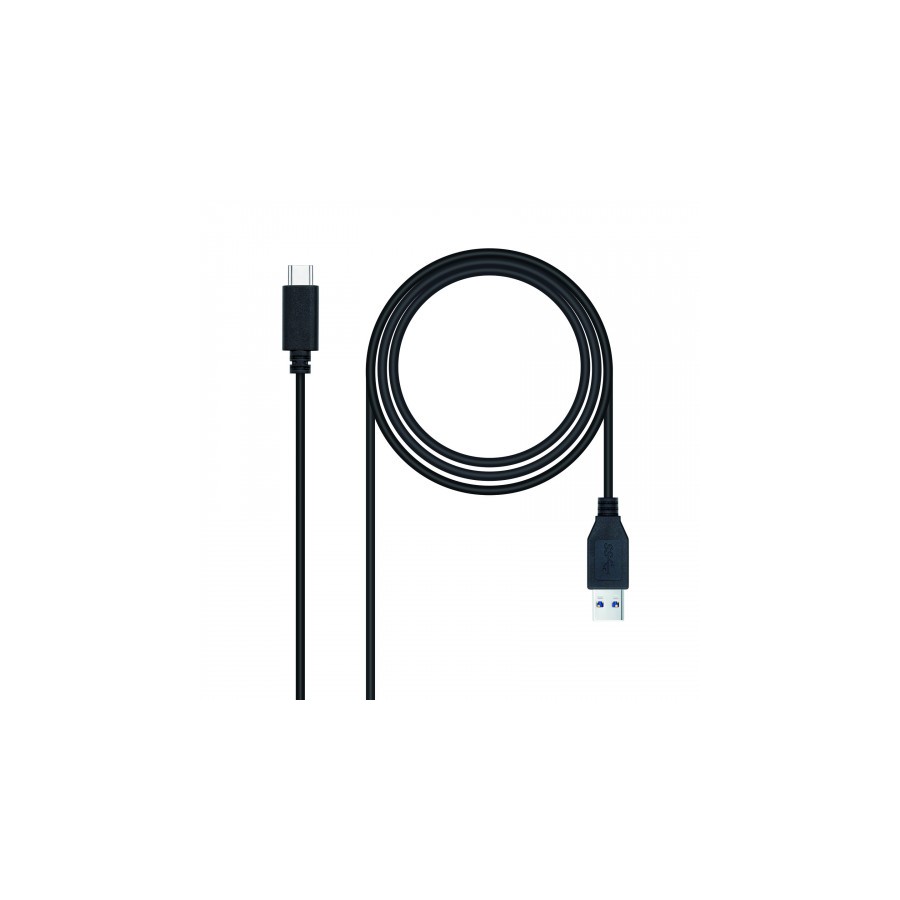 39333-Nanocable 3.1 Gen2 10Gbps 3A, tipo USB-C/M-A/M, negro, 1.5 m