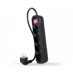 39343-Nanocable Regleta de enchufes de 4 tomas con interruptor, 1.4 metros Negra