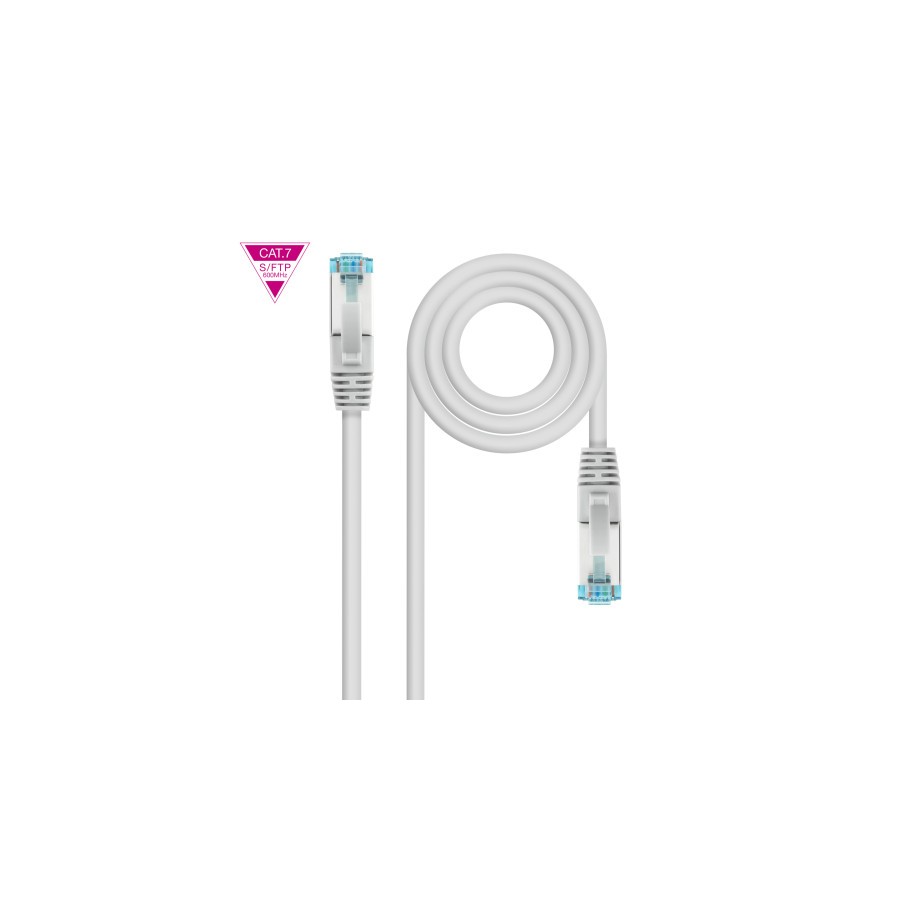 39353-Nanocable Cable de Red Cat.7 600MHZ LSZH SFTP PIMF AWG26, Gris, 1 m