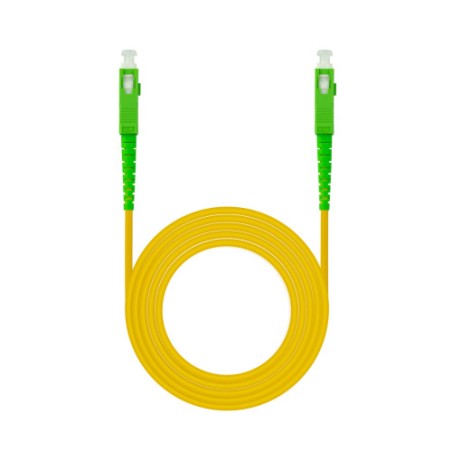 39458-Nanocable Cable de Fibra Optica SC/APC a SC/APC Monomodo Simplex LSZH, Amarillo, 3 m
