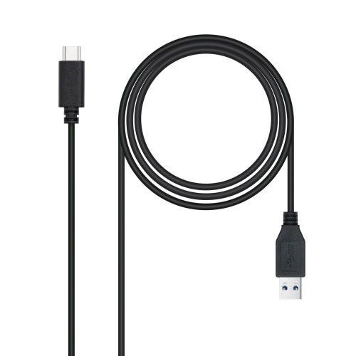 39480-Nanocable Cable USB 3.1, Gen2 10 Gbps 3A, tipo USB-C/M-A/M, Negro, 2 m