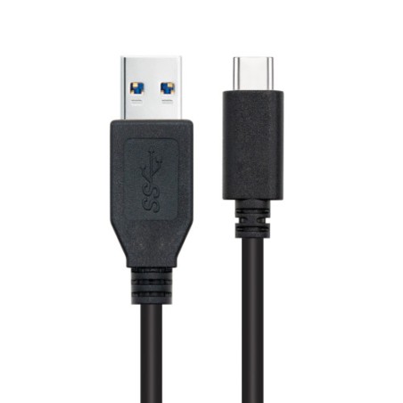 39481-Nanocable Cable USB 3.1, Gen2 10 Gbps 3A, tipo USB-C/M-A/M, Negro, 2 m