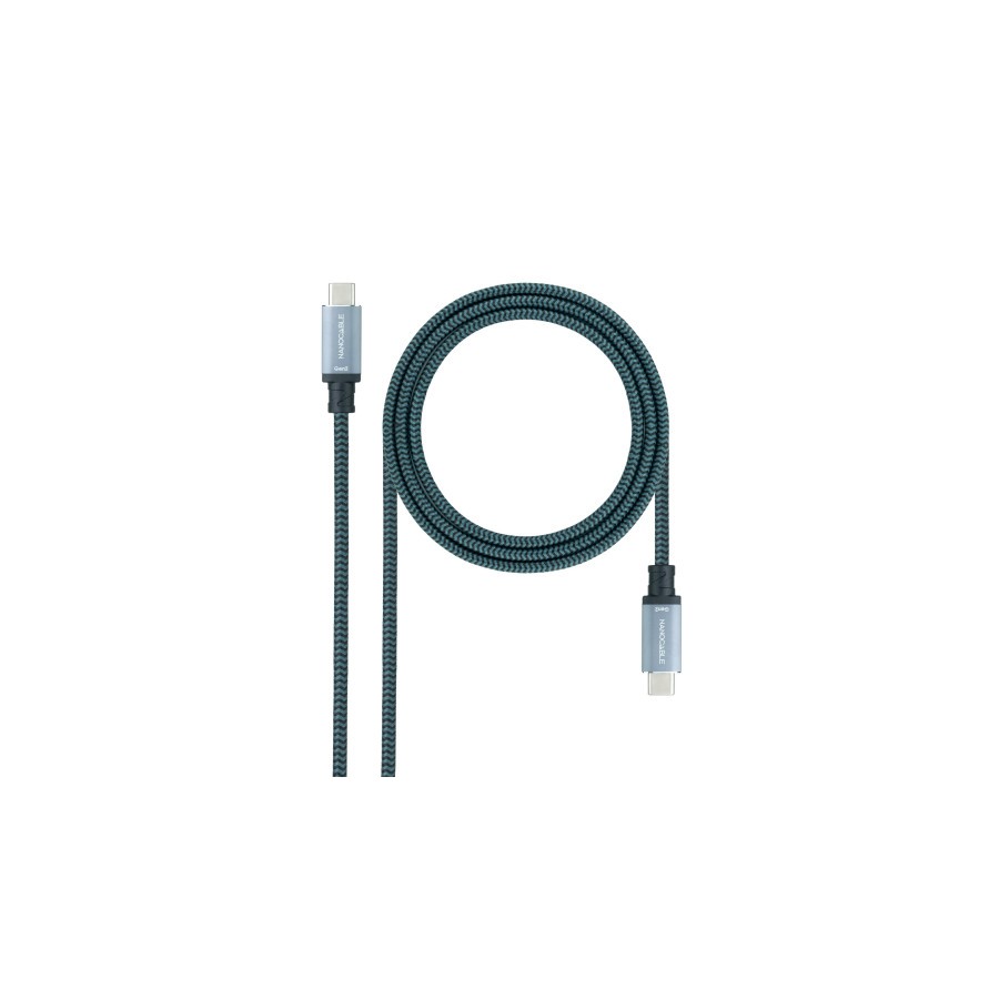 39484-Nanocable Cable USB 3.1 Gen2 10Gbps 5A, 4K/60Hz, USB-C/M-USB-C/M, Gris/Negro, 0.5 m
