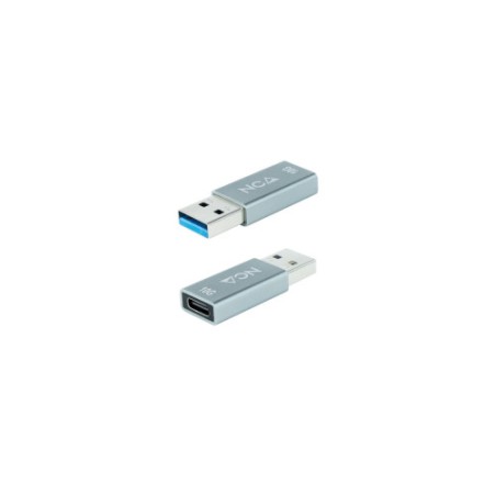 39499-Nanocable Adaptador USB-A 3.1 GEN2 a USB-C, USB-A/M-USB-C/H, Gris