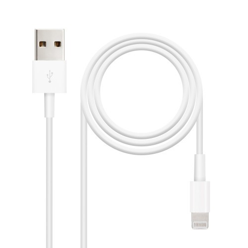 39501-Nanocable Cable Lightning a USB-A, Lightning/M -USB A/M, Blanco, 50 cm