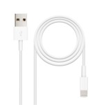 39501-Nanocable Cable Lightning a USB-A, Lightning/M -USB A/M, Blanco, 50 cm