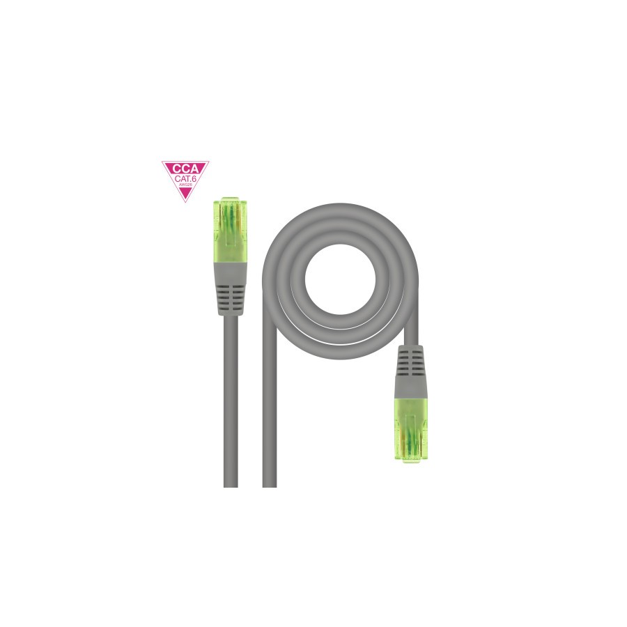 39582-NANOCABLE CABLE DE RED LATIGUILLO RJ45 CAT.6 UTP AWG26 CCA, GRIS, 3 M