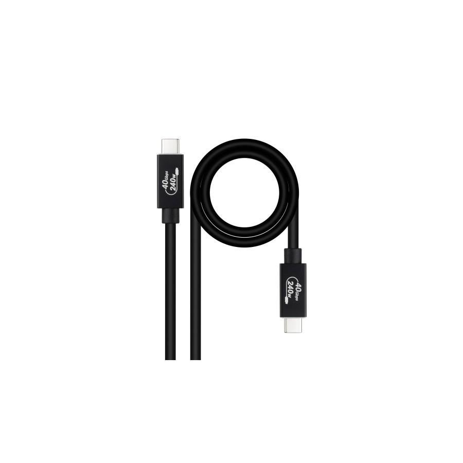 39587-Nanocable Cable USB 4 Gen 3x2 40Gbps 5A/240W, USB-C/M-USB-C/M, Negro, 1 m