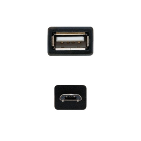 39696-Nanocable CABLE USB 2.0 OTG, TIPO MICRO B/M-A/H, NEGRO, 15 CM