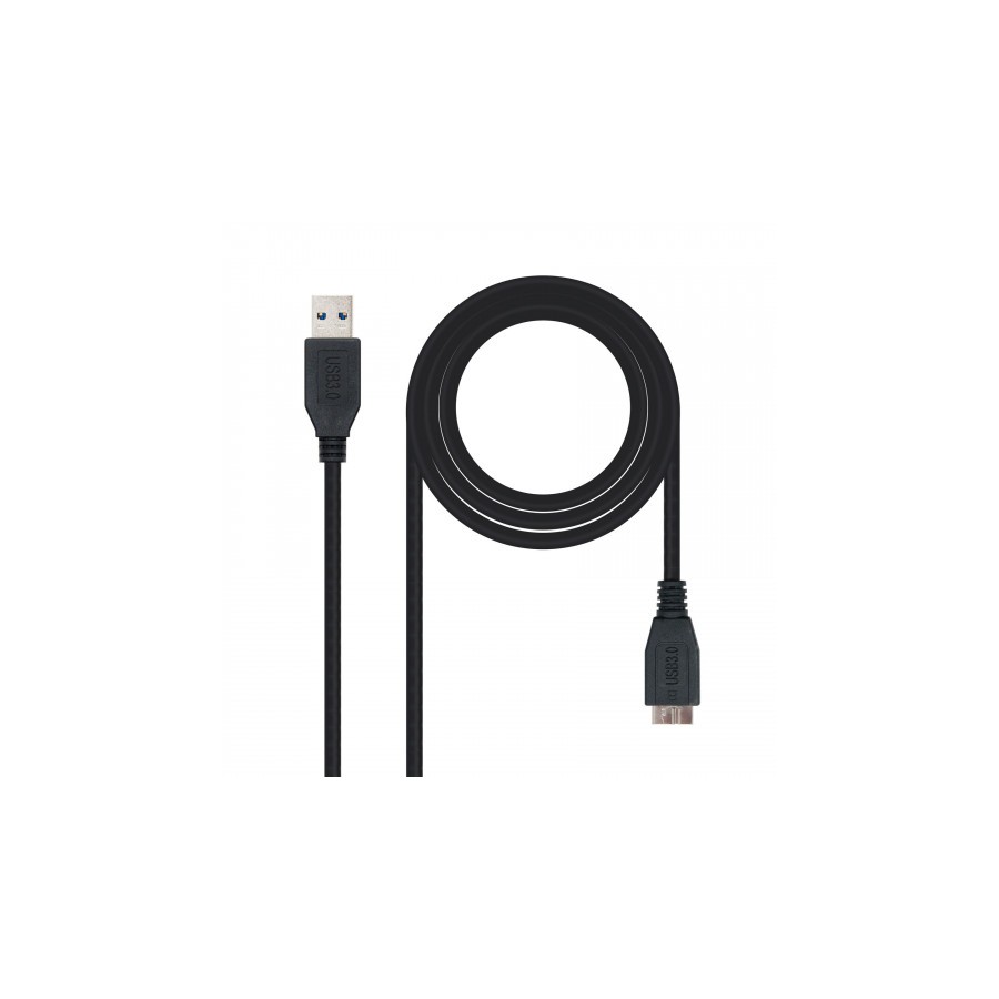 39699-Nanocable CABLE USB 3.0, TIPO A/M-MICRO B/M, NEGRO, 1.0 M
