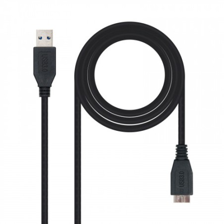 39699-Nanocable CABLE USB 3.0, TIPO A/M-MICRO B/M, NEGRO, 1.0 M