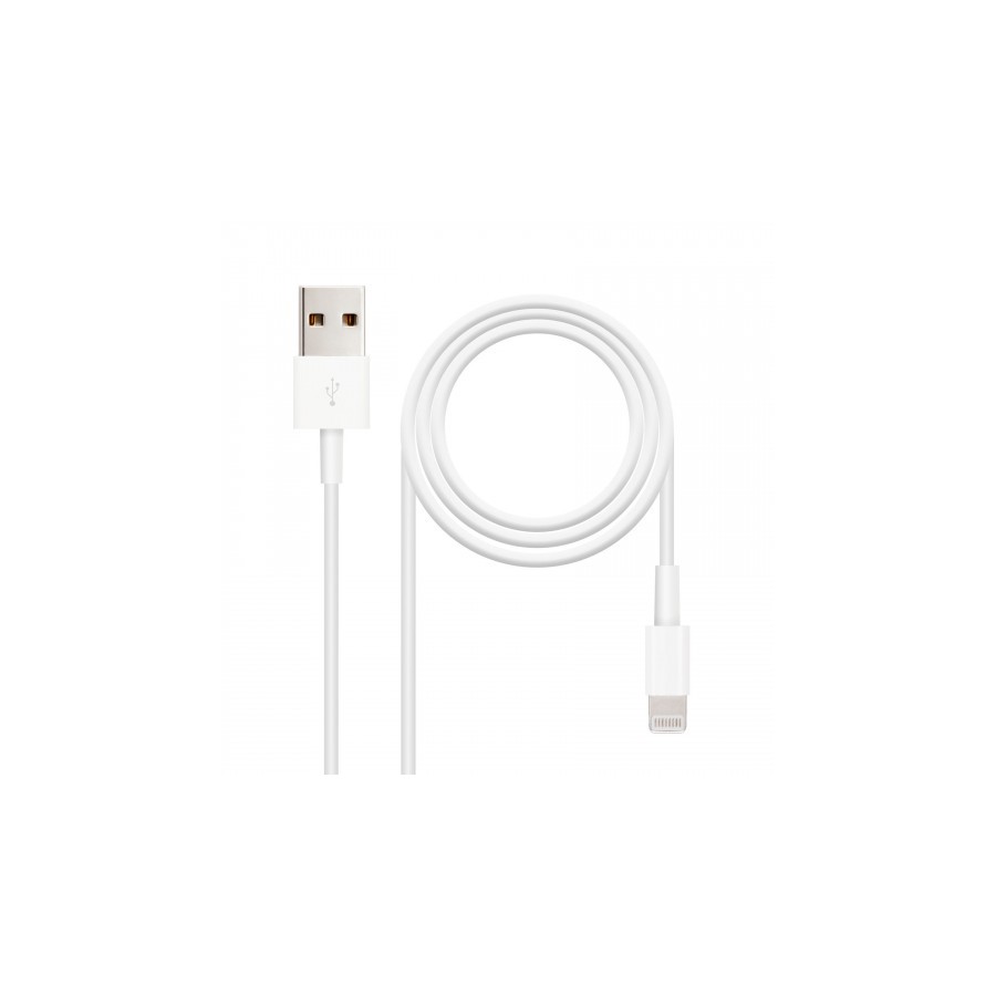39705-Nanocable CABLE LIGHTNING IPHONE A USB 2.0, IPHONE LIGHTNING-USB A/M, 1.0 M