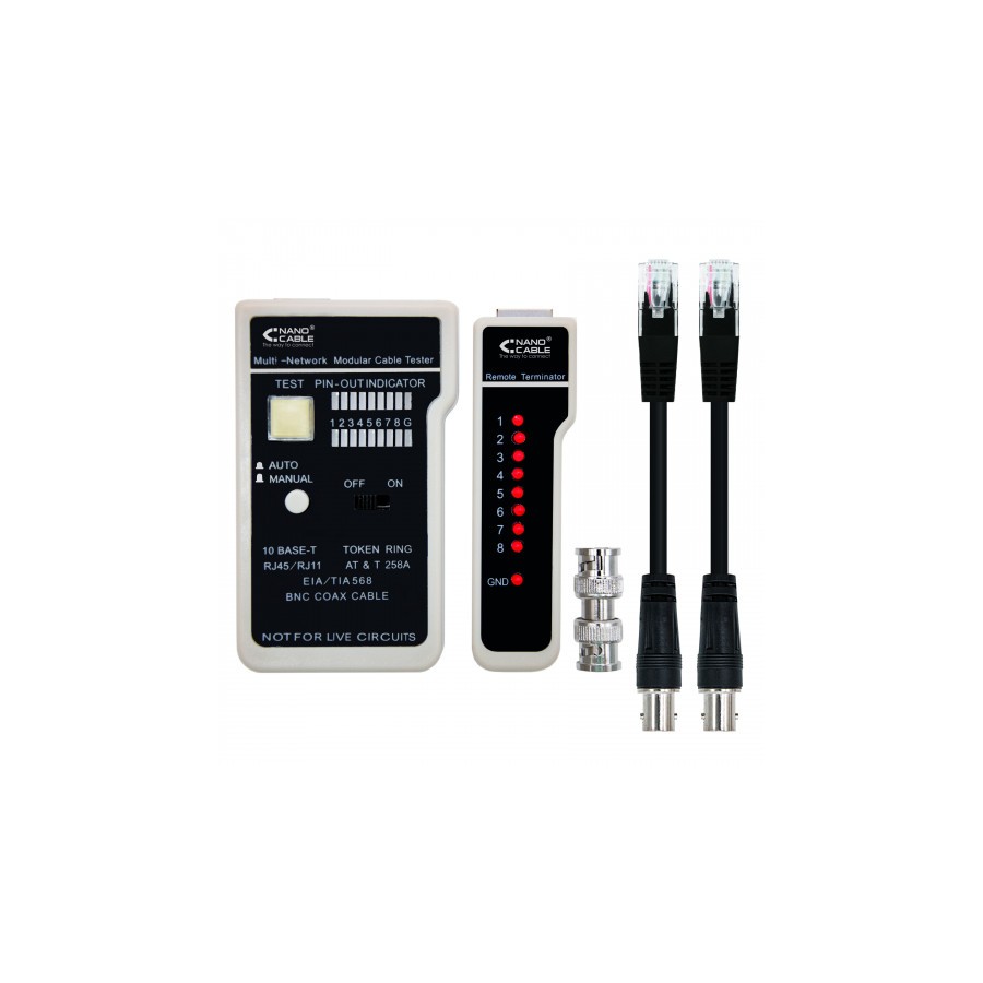 39996-Nanocable TESTEADOR PARA CABLE RJ11/RJ12/RJ45, COAXIAL