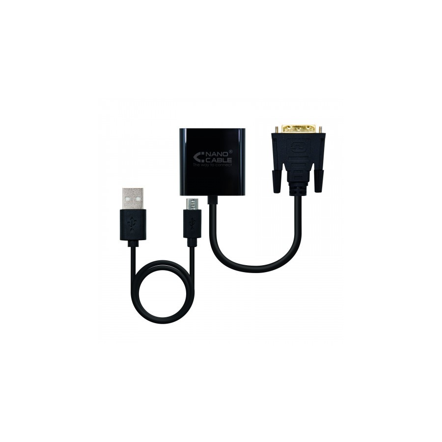 40035-Nanocable Conversor DVI 24+1/m A VGA HDB15/h, Negro, 10 cm