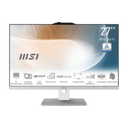 40095-MSI AIO MODERN AM242P 1M-2253EU. 23.8" IPS LED FHD. UMA. SO-DIMM DDR5 16GB (8GB*2). 512GB. W11 PRO.BLANCO