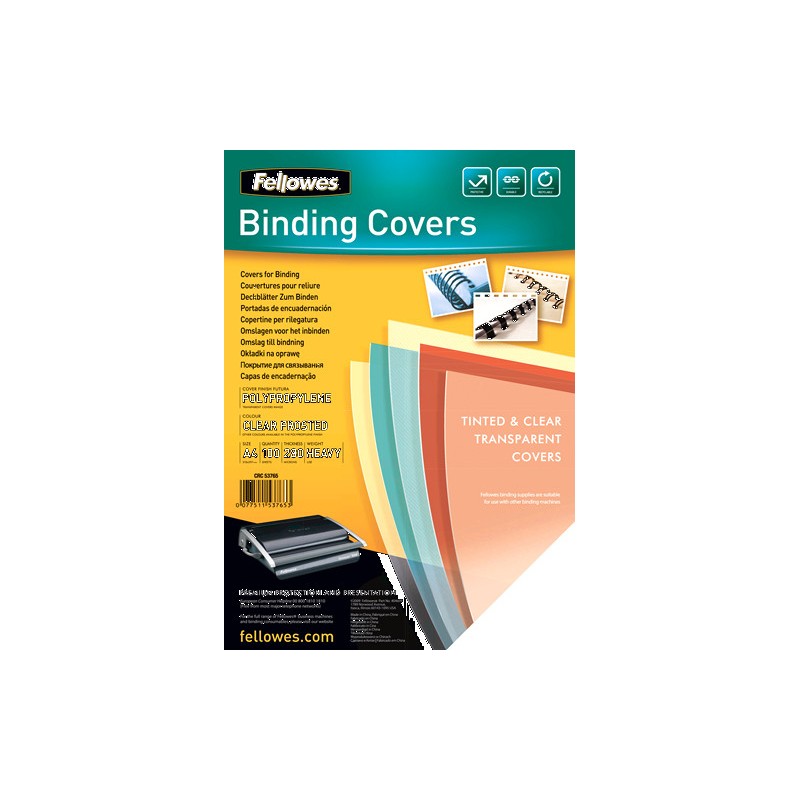 419-PACK 100 PORTADAS POLIPROPILENO 280 MICRAS TRANSLUCIDO FELLOWES 5376503 419-PACK 100 PORTADAS POLIPROPILENO 280 MICRAS TRANSLUCIDO FELLOWES 5376503
