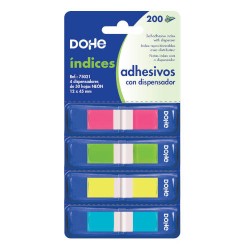 4285-BLISTER 4 BLOCS DE 50 INDICES EN 4 COLORES SURTIDOS NEON 12X45 DOHE 75021