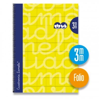 CUADERNO FOLIO FORRADO RAYADO 3 MM AMARILLO LAMELA 7FTE03AM