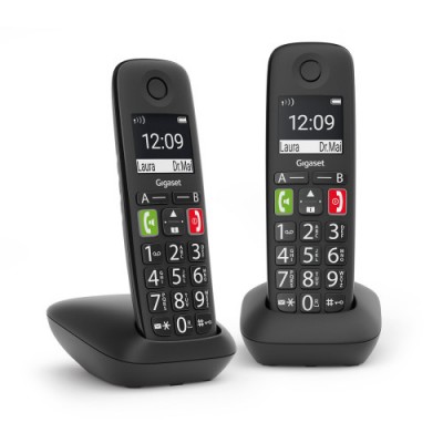 Gigaset E290 Duo Telefono DECT analogico Identificador de llamadas Negro