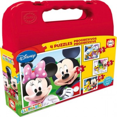 MALETA PUZZLES PROGRESIVOS MICKEY MOUSE 12 16 20 25 DE 3 6 ANOS EDUCA BORRAS 16505