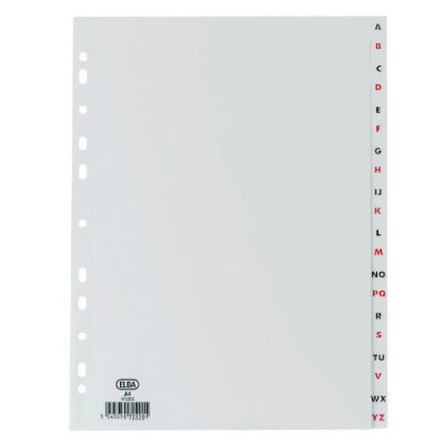 iNDICES ALFABeTICOS PLaSTICO FOLIO A Z 20 POSICIONES COLOR GRIS ELBA 100210404