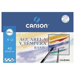 4887-MINIPACK 6 HOJAS ACUARELA 370G A3 GUARRO CANSON C200402393