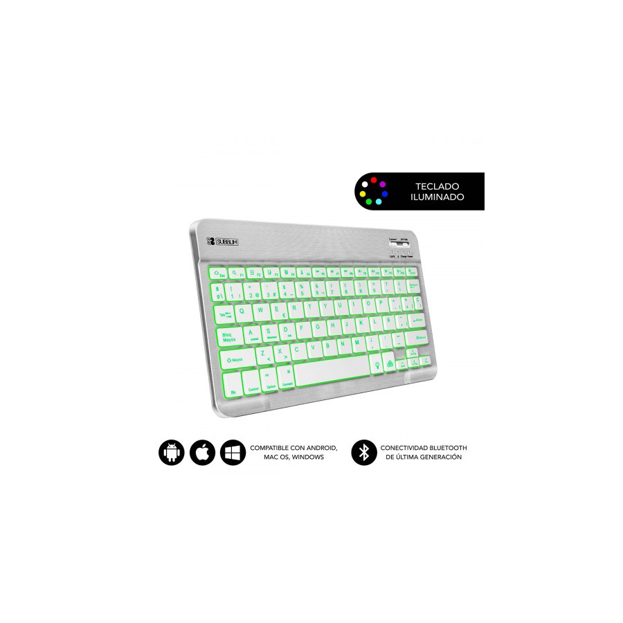 5056-SUBBLIM Teclado Retroiluminado Bluetooth Smart Backlit BT Keyboard Silver 5056-SUBBLIM Teclado Retroiluminado Bluetooth Smart Backlit BT Keyboard Silver