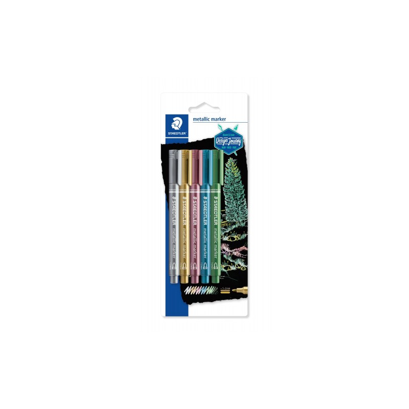 5249-BLISTER CON 5 MARCADORES METALICOS EN COLORES ORO, PLATA, ROJO, AZUL Y VERDE STAEDTLER 8323-S BK5 5249-BLISTER CON 5 MARCADORES METALICOS EN COLORES ORO, PLATA, ROJO, AZUL Y VERDE STAEDTLER 8323-S BK5